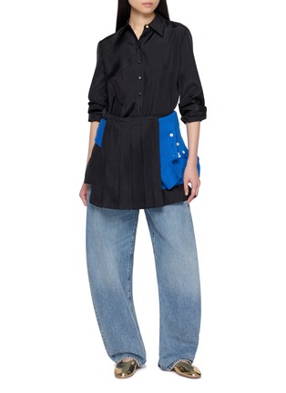 模特儿示范图 - 点击放大 - EENK - Pleated Layered Multi Way Silk Scarf Shirt