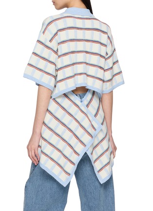 背面 - 点击放大 - EENK - Back Button Striped Cotton Blend Knit Top