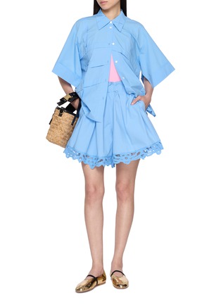 模特儿示范图 - 点击放大 - EENK - Lace Hem A-Line Cotton Shorts