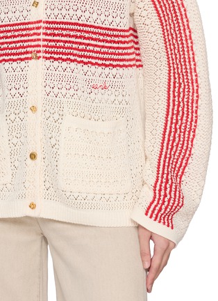  - EENK - Two Tone Openwork Stripe Knit Cardigan