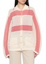 首图 - 点击放大 - EENK - Two Tone Openwork Stripe Knit Cardigan