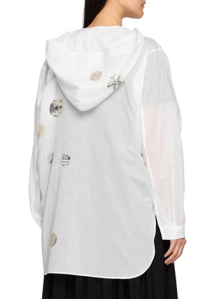 背面 - 点击放大 - Y'S - Printed Sheer Hooded Tie Front Top