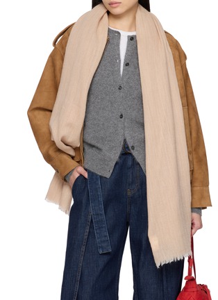 模特儿示范图 - 点击放大 - LANE’S - Bicolour Herringbone Wool Cashmere Scarf