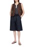 模特儿示范图 - 点击放大 - LAOWLA - Hollow Out Embroidered Open Knit Cotton Linen Vest