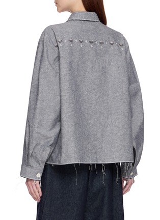 背面 - 点击放大 - LAOWLA - Floral Embroidery Frayed Trim Cotton Linen Silk Jacket