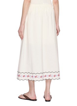 背面 - 点击放大 - LAOWLA - Floral Embroidery Elasticated Waistband Midi Skirt