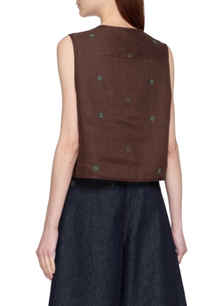 背面 - 点击放大 - LAOWLA - Palm Tree Hand Embroidered Linen Vest