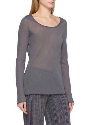 细节 - 点击放大 - SWAYING - Halter Two-Piece Sheer Panel Knit Top