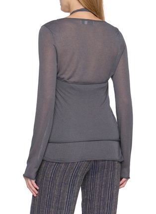 背面 - 点击放大 - SWAYING - Halter Two-Piece Sheer Panel Knit Top