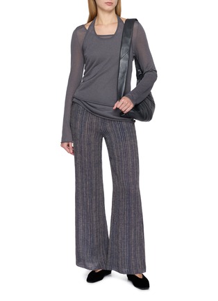 模特儿示范图 - 点击放大 - SWAYING - Halter Two-Piece Sheer Panel Knit Top