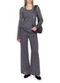 模特儿示范图 - 点击放大 - SWAYING - Halter Two-Piece Sheer Panel Knit Top