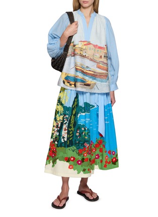 模特儿示范图 - 点击放大 - MII - Harbour Landscape Kantha Embroidered Panel Shirt