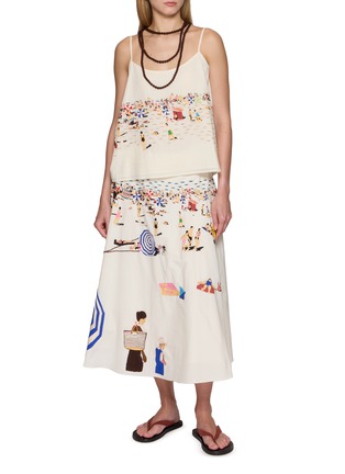 模特儿示范图 - 点击放大 - MII - Beach Scene Hand Embroidered Camisole Top