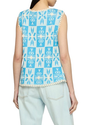 背面 - 点击放大 - YOUNG N SANG - Snowflake Floral Trim Tie Front Knit Vest
