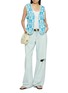 模特儿示范图 - 点击放大 - YOUNG N SANG - Snowflake Floral Trim Tie Front Knit Vest