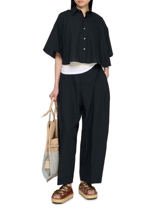 模特儿示范图 - 点击放大 - BEAUTIFUL PEOPLE - Sheer Circular Cropped Wool Shirt