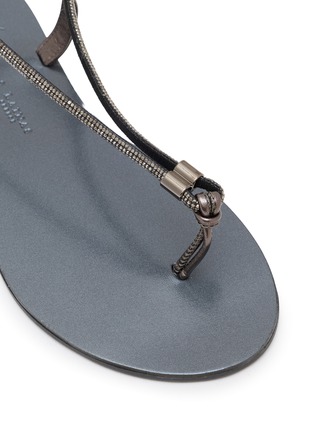 细节 - 点击放大 - NICOLAS LAINAS - Strass Strap Leather Thong Sandals