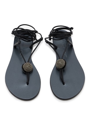 细节 - 点击放大 - NICOLAS LAINAS - Strass Dome Leather Thong Sandals 