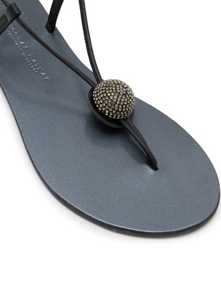 细节 - 点击放大 - NICOLAS LAINAS - Strass Dome Leather Thong Sandals 