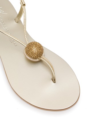 细节 - 点击放大 - NICOLAS LAINAS - Strass Dome Leather Thong Sandals