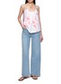模特儿示范图 - 点击放大 - RELAX RE-LUX - Limone Sleeveless Floral Embroidered Tie Strap Top