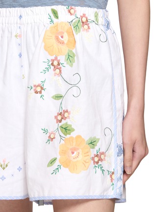  - RELAX RE-LUX - Eolo Stripe Panel Floral Embroidered Shorts