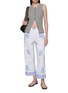 模特儿示范图 - 点击放大 - RELAX RE-LUX - Etesia Chequered Panel Floral Embroidered Pants
