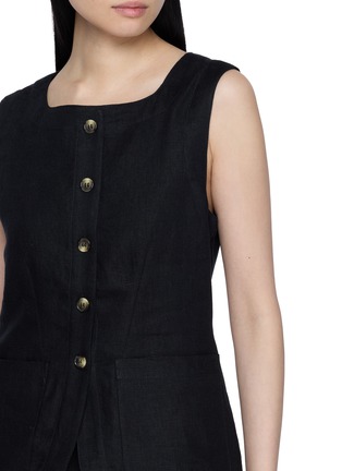  - POSSE - Sleeveless Scooped Hem Buttoned Linen Vest