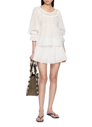 模特儿示范图 - 点击放大 - POSSE - Side Side Lace Panelled Cotton Mini Skirt