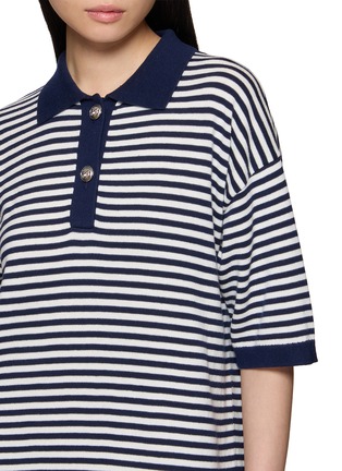  - JEFF BRUSSELS - Striped Polo Collar Cotton Knit Dress