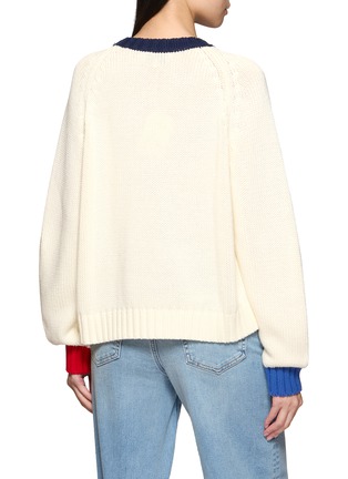 背面 - 点击放大 - JEFF BRUSSELS - Tricolour Contrast Trim Cotton Knit Sweater