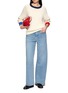 模特儿示范图 - 点击放大 - JEFF BRUSSELS - Tricolour Contrast Trim Cotton Knit Sweater
