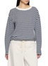 首图 - 点击放大 - JEFF BRUSSELS - Long Sleeve Drawstring Hem Stripe Top