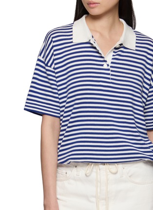  - JEFF BRUSSELS - Short Sleeve Striped Polo Knit Top