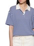  - JEFF BRUSSELS - Short Sleeve Striped Polo Knit Top