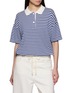 首图 - 点击放大 - JEFF BRUSSELS - Short Sleeve Striped Polo Knit Top