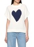 首图 - 点击放大 - JEFF BRUSSELS - Cap Sleeve Heart Motif Knit Top