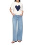 模特儿示范图 - 点击放大 - JEFF BRUSSELS - Cap Sleeve Heart Motif Knit Top