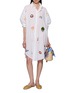 模特儿示范图 - 点击放大 - BENARAS - Palm Beach Embroidered Motif Shirt Dress