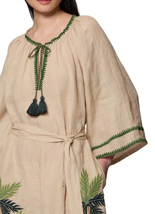 - BENARAS - Veronica Palm Embroidered Tie Neck Dress