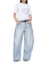 模特儿示范图 - 点击放大 - BONBOM - Asymmetrical Wrap Twotone Panel T-Shirt
