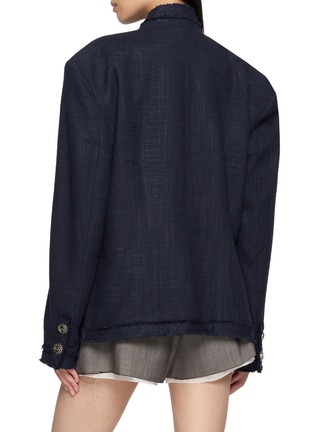 背面 - 点击放大 - BONBOM - Flat Notched Lapel Frayed Trim Tweed Blazer