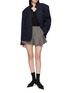 模特儿示范图 - 点击放大 - BONBOM - Flat Notched Lapel Frayed Trim Tweed Blazer