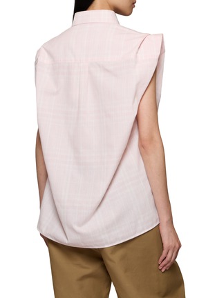 背面 - 点击放大 - BONBOM - Cap Sleeve Checked Tucked Shirt
