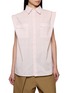 首图 - 点击放大 - BONBOM - Cap Sleeve Checked Tucked Shirt