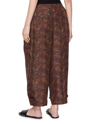 背面 - 点击放大 - FAFAMOON - Floral Print Ankle Tie Cropped Silk Pants