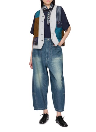 模特儿示范图 - 点击放大 - FAFAMOON - Scarf Collar Wool Blend Top