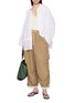 模特儿示范图 - 点击放大 - FAFAMOON - Water Repellent Ankle Tie Cotton Blend Pants