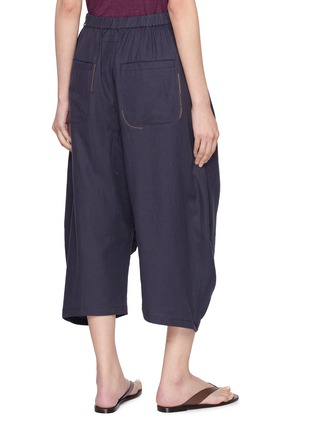 背面 - 点击放大 - FAFAMOON - Stitch Detail Linen Cotton Cropped Pants