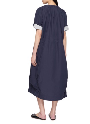 背面 - 点击放大 - FAFAMOON - Drawstring Waist Gathered Cotton Blend Midi Dress